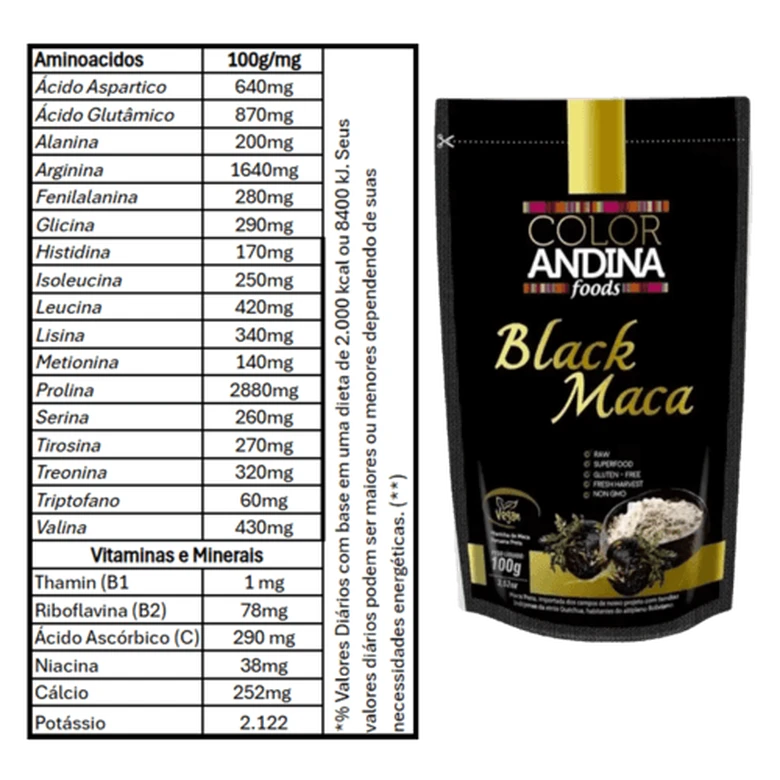 MACA PERUANA BLACK COLOR ANDINA 100G