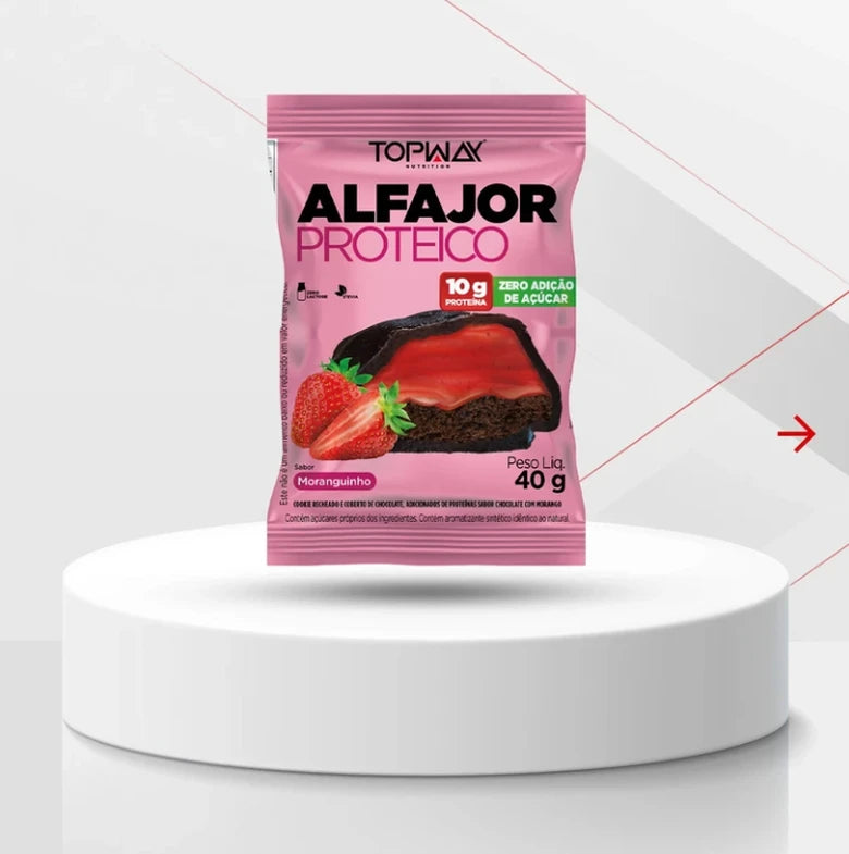 ALFAJOR PROTEICO TOPWAY 40G - MORANGUINHO