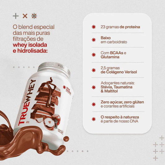 PROTEINA TRUE WHEY DOSE UNICA CHOCOLATE COM AVELA 32G SACHE TRUE SOURCE