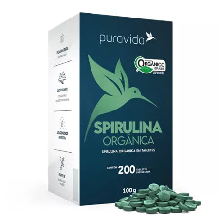 SPIRULINA ORGÂNICA COM 200 TABS DE 500G PURAVIDA