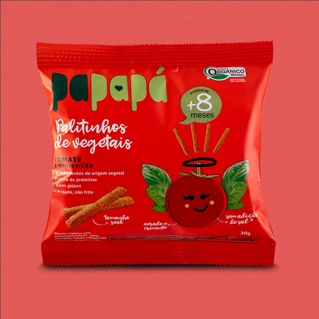 BISCOITO INFANTIL PAPAPA ORGANICO TOMATE MANJERICAO 20G