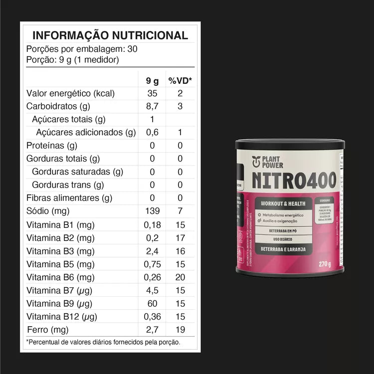 PLANT POWER NITRO400 BETERRABA E LARANJA 270G