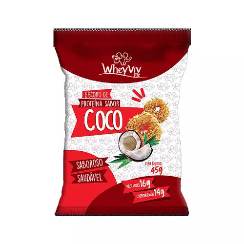 BISCOITO WHEY PROTEIN COCO 45G WHEYVIV