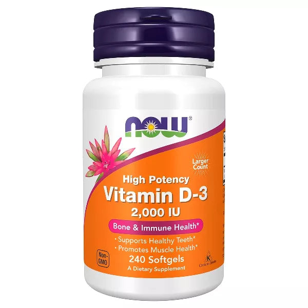 VITAMINA D3 2000UI - 240 SOFTGELS - NOW FOODS