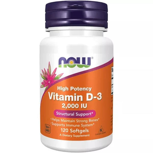 VITAMINA D3 2000UI - 120 SOFTGELS - NOW FOODS