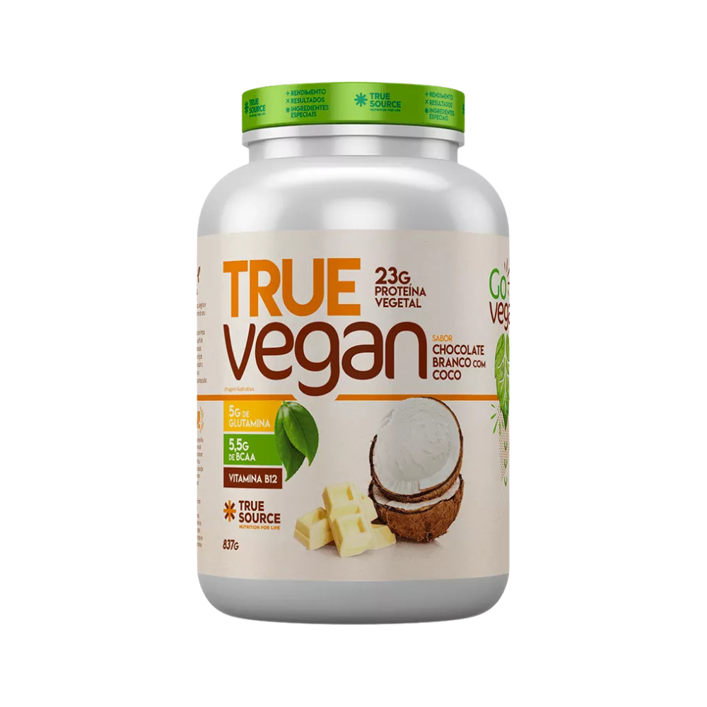 PROTEINA TRUE VEGAN CHOCOLATE BRANCO COM COCO 837G - TRUE SOURCE