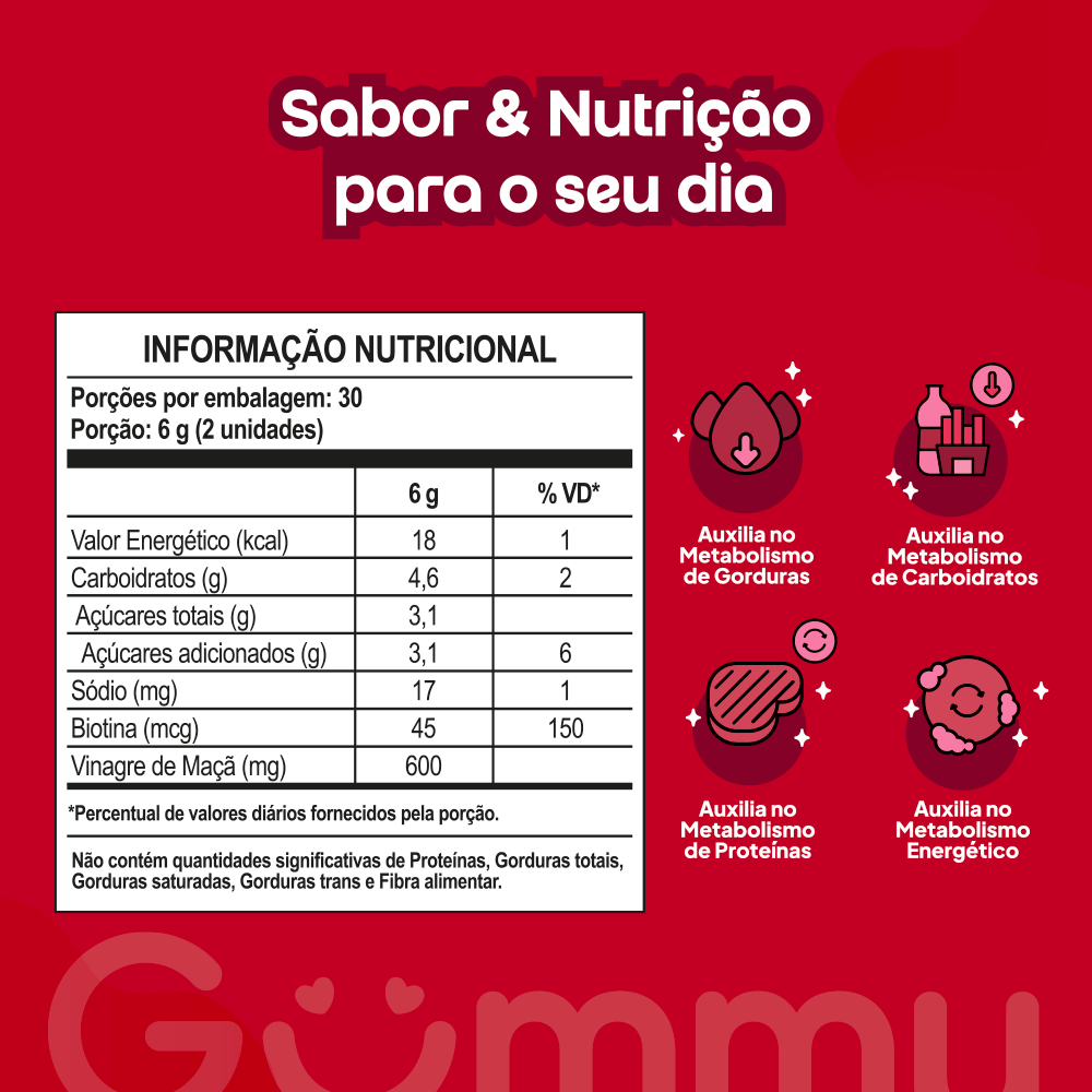 GUMMY VINAGRE DE MACA COM 60 - CEREJA