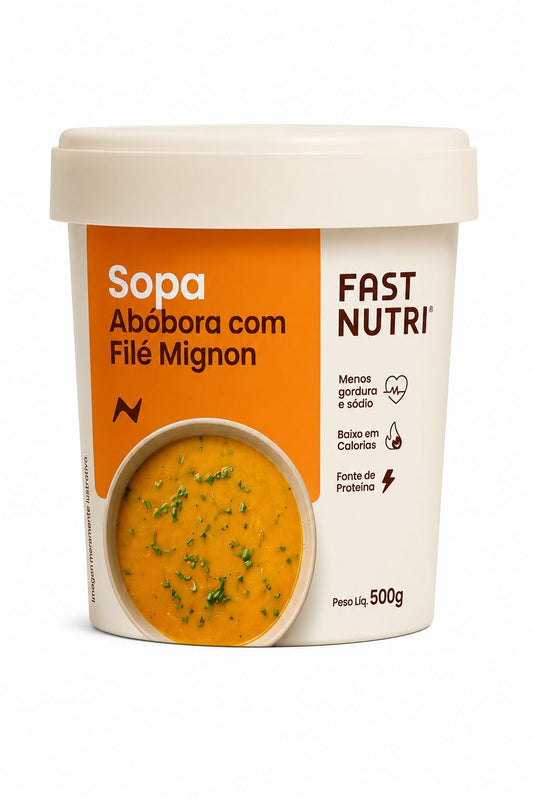SOPA DE ABÓBORA COM FILÉ MIGNON