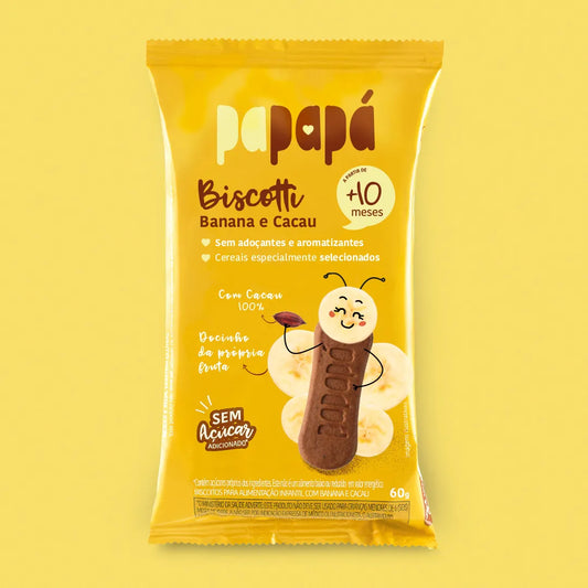 BISCOITO INFANTIL PAPAPA BISCOTTI COM BANANA E CACAU 60G