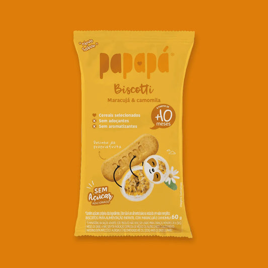BISCOITO INFANTIL PAPAPA BISCOTTI COM MARACUJA E CAMOMILA 60G
