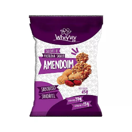 BISCOITO WHEY PROTEIN SABOR AMENDOIM 45G WHEYVIV