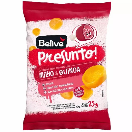 SALGADINHO DE MILHO E QUINOA SABOR PRESUNTO 25G BELIVE