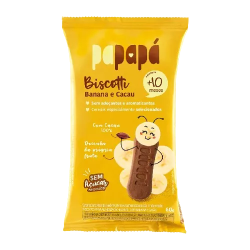 BISCOITO INFANTIL PAPAPA BISCOTTI COM BANANA E CACAU 60G