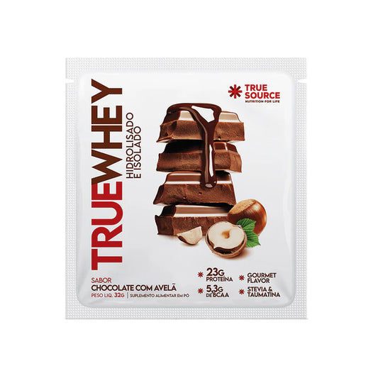 PROTEINA TRUE WHEY DOSE UNICA CHOCOLATE COM AVELA 32G SACHE TRUE SOURCE
