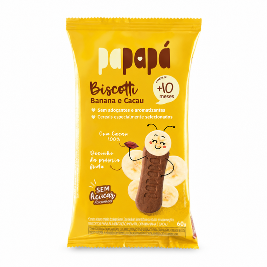 BISCOITO INFANTIL PAPAPA BISCOTTI COM BANANA E CACAU 60G